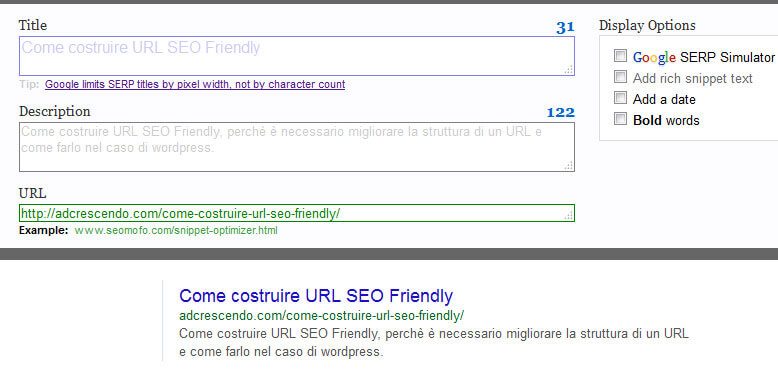 Creare un URL SEO Friendly