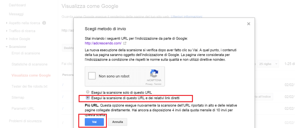 posizionare pagine sito su google