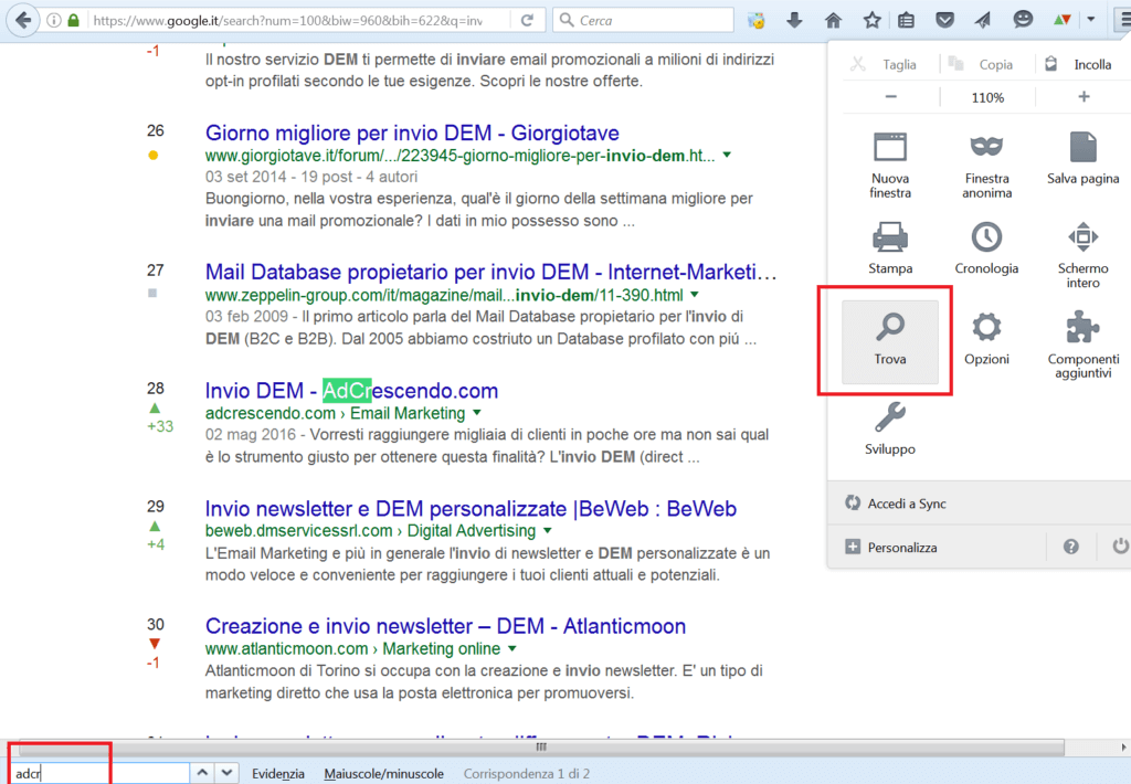 controlla posizionamento google